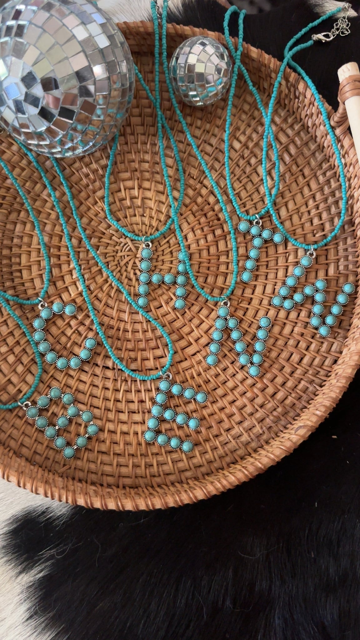 Beaded Faux Turquoise Initial Necklace