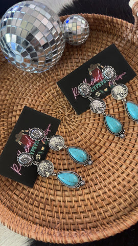 Coin w/ Faux Turquoise Earrings