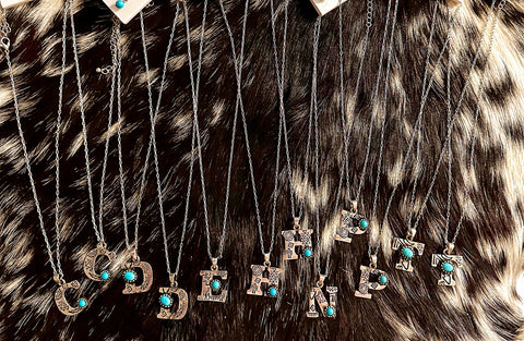 Turquoise Initial Necklace