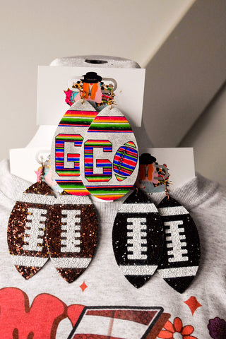 Serape Football Earrings